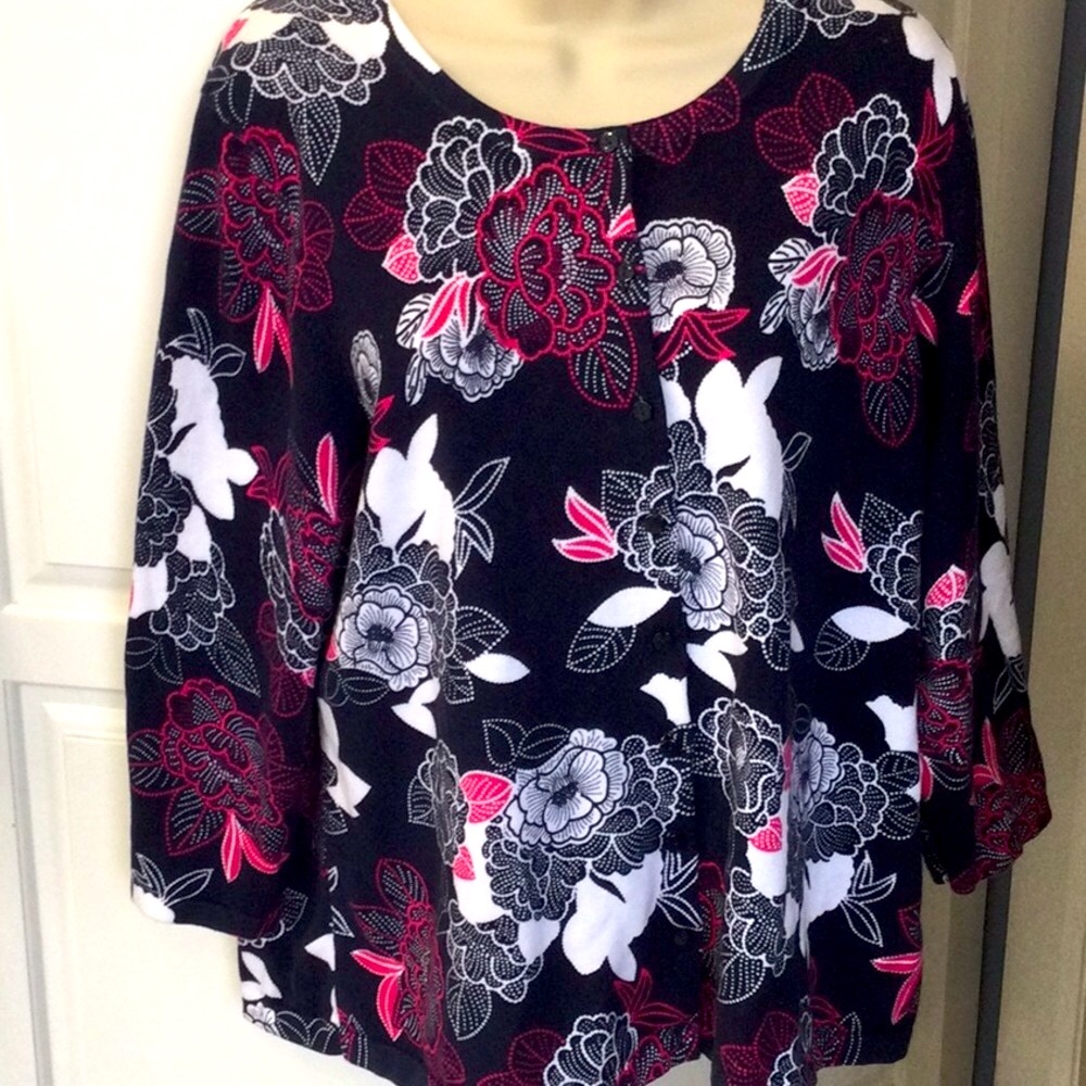 Talbots floral cotton sweater size L